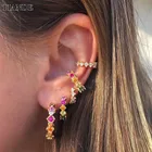 TIANDE Gold Color Clip Stud Drop Hoop Earrings for Women Zircon Ear Cuffs Women's Dangle Earrings Set 2022 Jewelry Wholesale