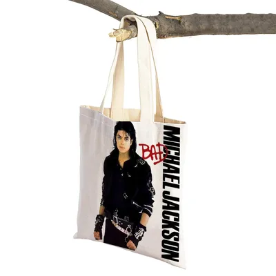 Michael Jackson Shopping Bag Double Print Shopper Supermarket Bags Linen Women Handbag Eco Portable