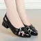 Women Cute Light Weight Hollow Out Spring & Summer Slip on Office Heel Shoes Lady Casual Black Patent Leather Party Shoes A17