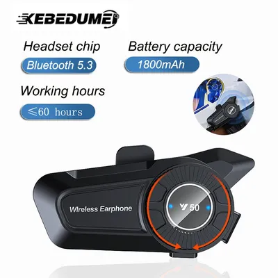 Bluetooth Motorrad Helm Headset v5.0 Sprach steuerung drahtlose Freis prec heinrich tung 5,3 mah wasserdichte Kommunikator Lautsprecher Kopfhörer Image