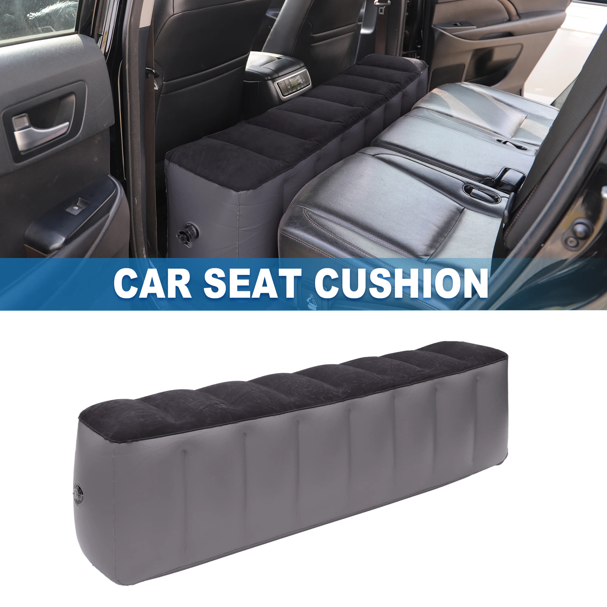 UXCELL Auto-Luftspringmatratze, bequemes Luftreisebett für den Rücksitz, Auto-Schlafmatte für Nickerchen, Reisen, Schwarz, Grau Image