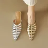 Neue Sommer Schaffell Frauen Hausschuhe Freizeit schuhe für Frauen spitzen Zehen niedrigen Absatz Hausschuhe aushöhlen Frauen Sandalen Größe 34-43