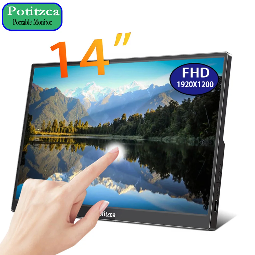 Tragbarer Monitor 14 Zoll Touch 16:10 HD IPS PC Gamer USB-C HDMI-kompatibles LCD Zweites Display Gaming für Laptop Switch XBOX PS4 Image