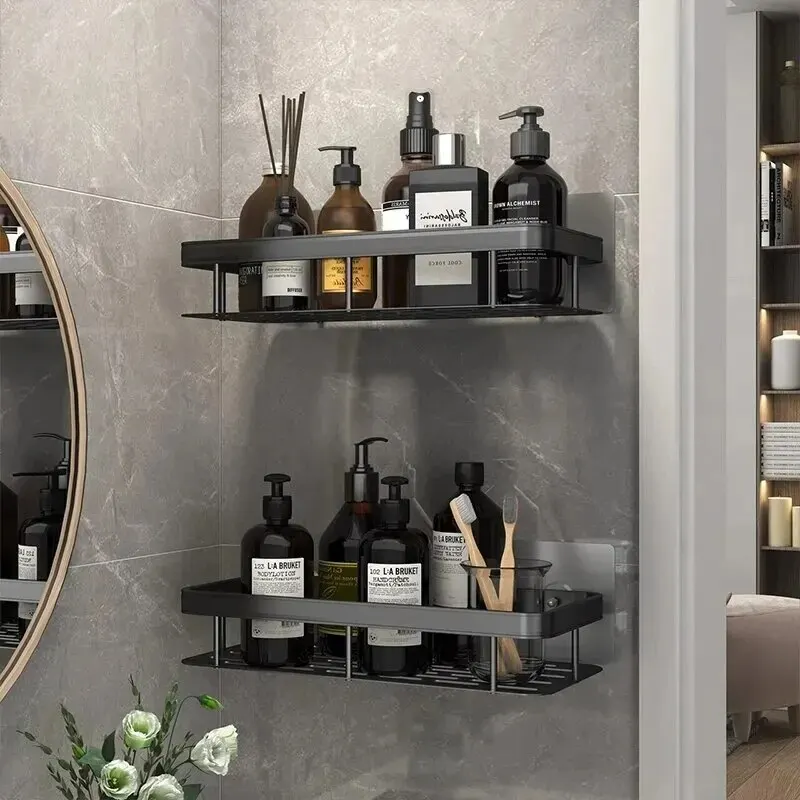 Bad Regal Make-up Lagerung Veranstalter Shampoo Rack Dusch regal Bad zubehör kein Bohrer Wandre gal Image