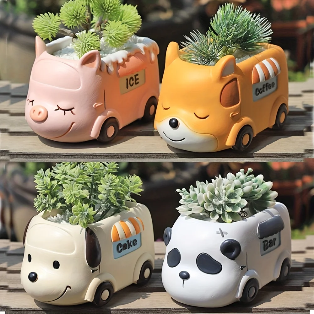 Große 14cm Hunde bus Sukkulenten Blumentopf Harz Silikon form Tier Panda Box Beton Zement form Schwein Auto Blumentopf Gipsform Image