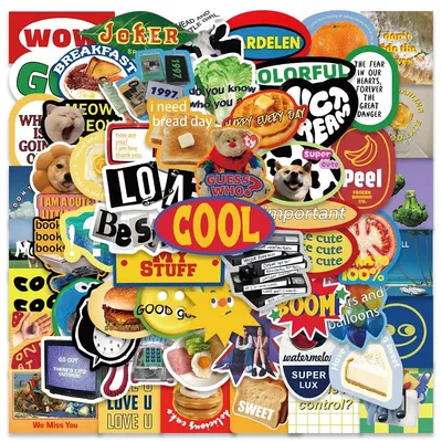 60PCS Cool Ins Stil Einfache Retro Label Aufkleber Ästhetischen Aufkleber für Tagebuch Kühlschrank Image