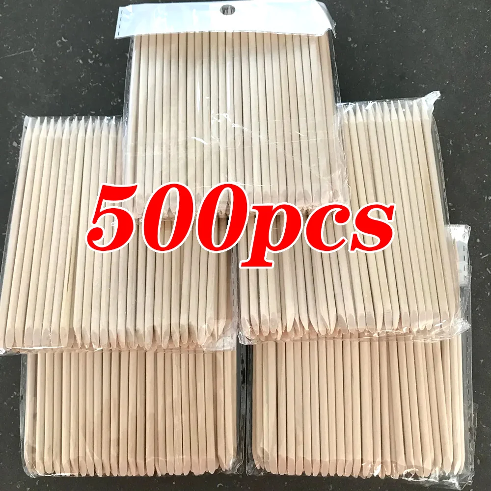 Nagel Orange Holz Sticks 100/500 Stücke Doppelkopf Nagelhautschieber Entferner Pediküre Maniküre Sticks Werkzeug 11,5 cm Strass Picking Image
