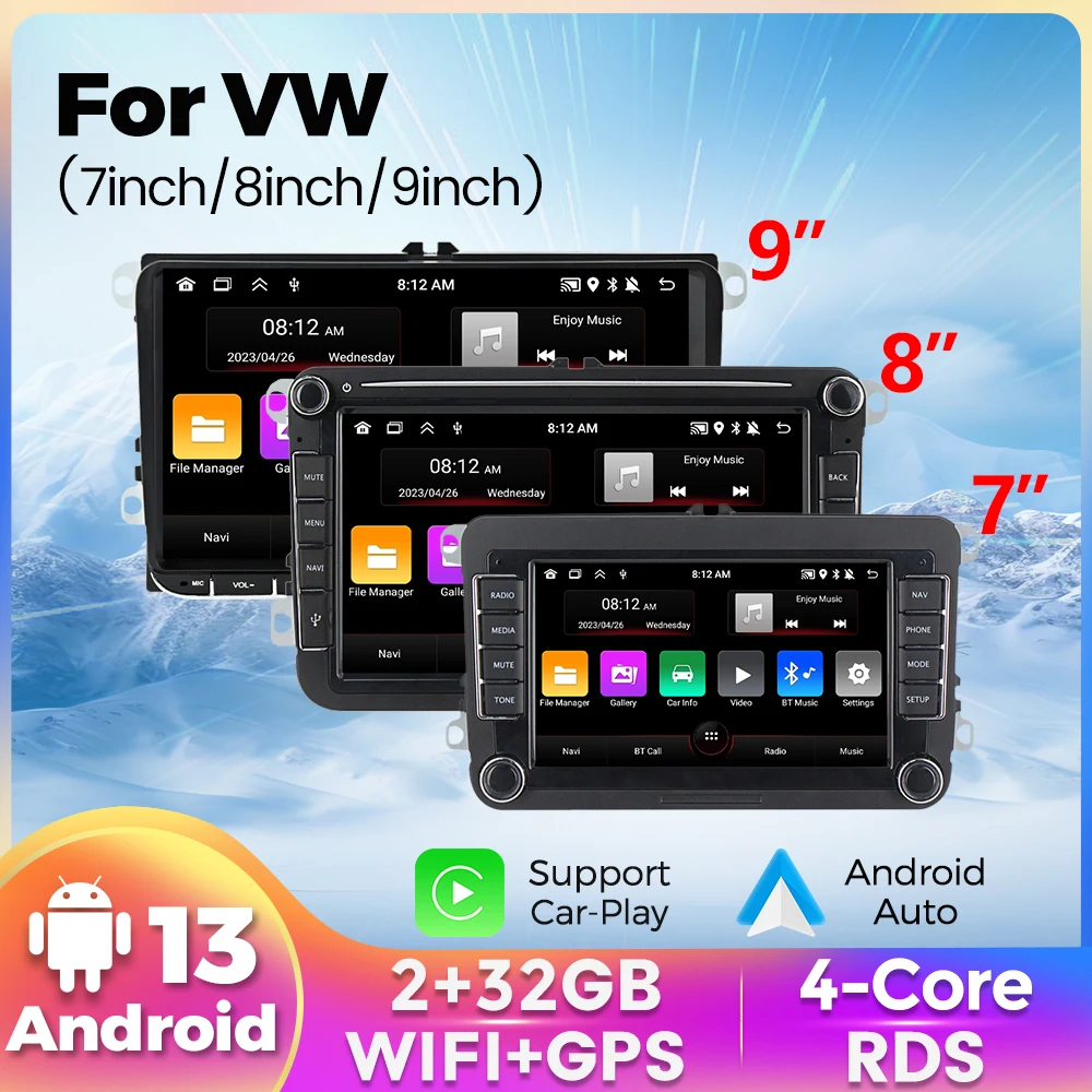 Android 13 Autoradio für VW Volkswagen Golf 5 6 7 Jetta Polo Passat B6 B7 / Skoda Fabia Octavia Navigation GPS Multimedia Spieler Image