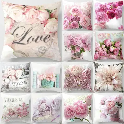 Rose Blume Kissen Abdeckung Nordic Stil Zu Hause Hochzeit Dekoration Sofa Bett Auto Kissen Kissen Image