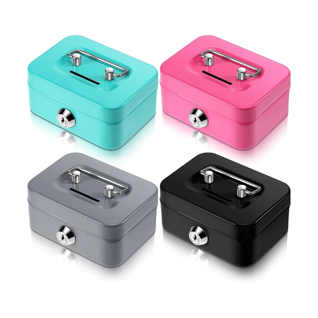 Mini Geld Safe Schlüssel Geld Halter Metall Lagerung Fall Kleine Sicherheit Lock-Box mit Schlüssel Kinder Tragbare Abschließbare Münze Boxen Image
