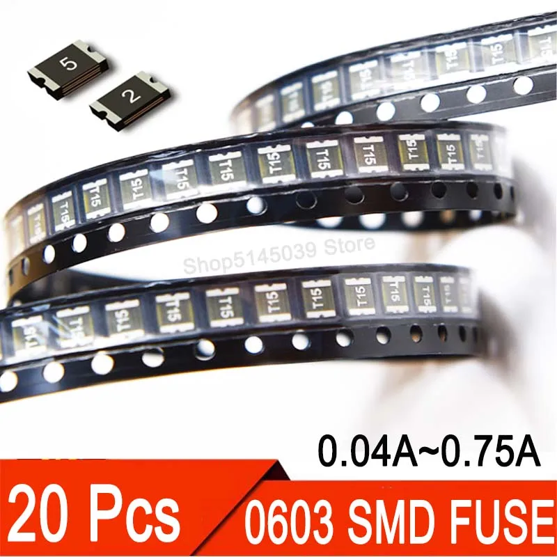 20PCS 0603 40MA 50MA 100MA 0.2A 0.25A 0.35A 0.5A 0.75A 1A SMD Rücksetzbare Sicherung PPTC PolySwitch Self-Recovery sicherung Image