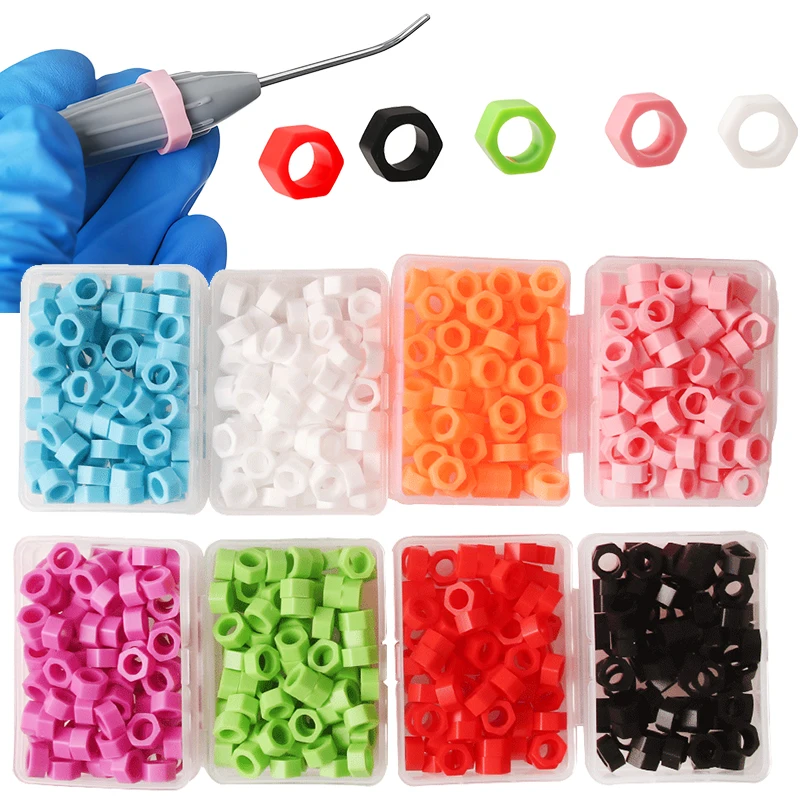 100 Teile/schachtel Dental Farbe Silikon Code Ring Identifikation Kreis Kieferorthopädische Instrument Zahnarzt Mundpflege Material Autoklavierbar Image