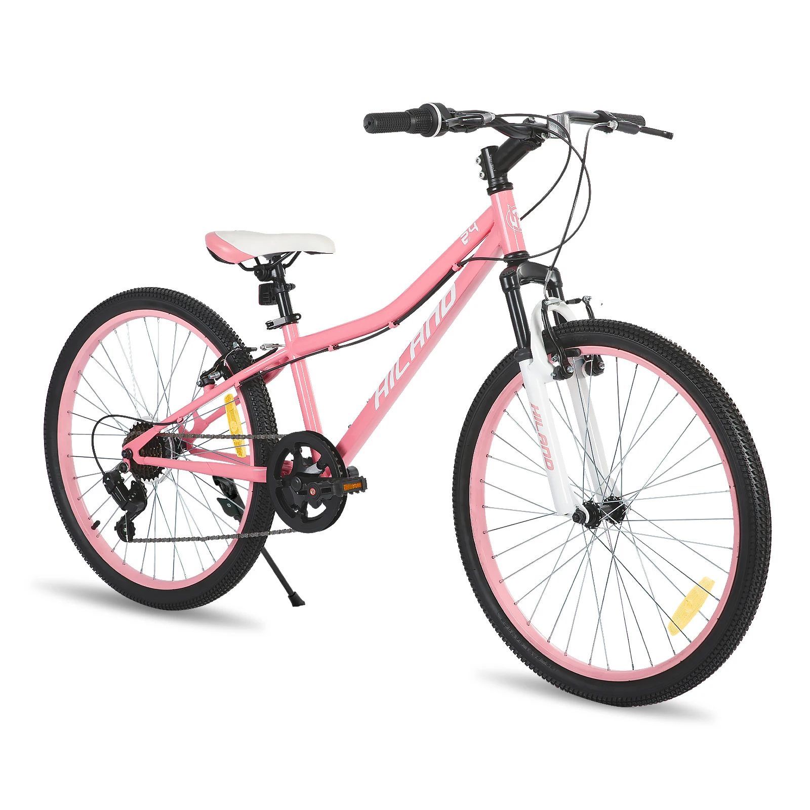 Hiland 24-Zoll-Mountainbike für Kinder im Alter von 7 Jahren, Vorderradaufhängungsgabel, Kinderfahrräder für Jungen und Mädchen, mehrere Farben Image