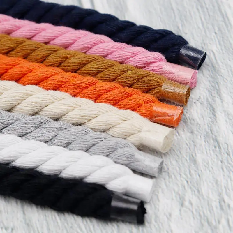 1 Paar runde Schnürsenkel bunte 1cm dickere Baumwoll schnürsenkel Laufschuhe Schnürsenkel 120/140/160cm Stiefel Schnürsenkel Schuhe Image