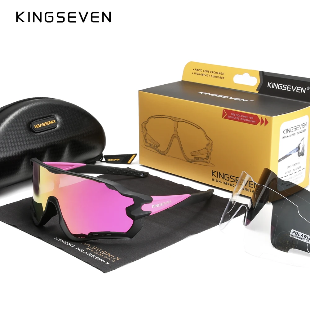 KINGSEVEN Mode Reiten Sonnenbrille Anti-UV400 Fahrrad Sport Polarisierte TR90 Große Rahmen Gläser Klettern Radfahren Brillen Image