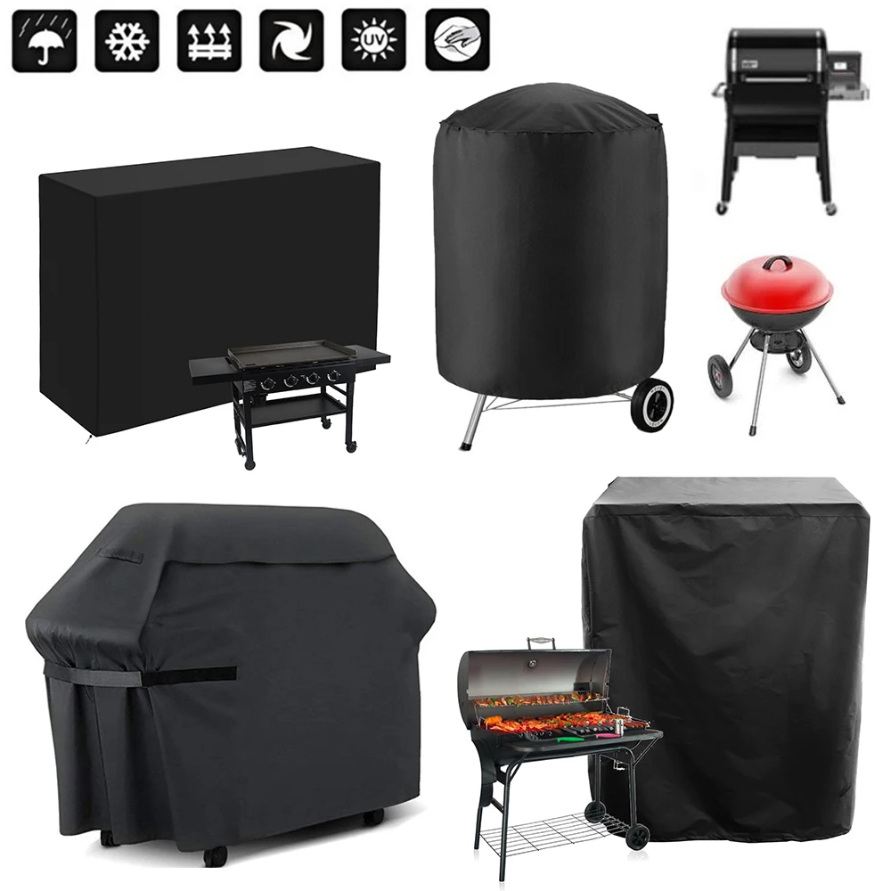 Grill abdeckung rundes Rechteck im Freien wasserdicht Oxford Stoff Herd Grill Schutzhüllen schwere staub dichte Garten zubehör Image