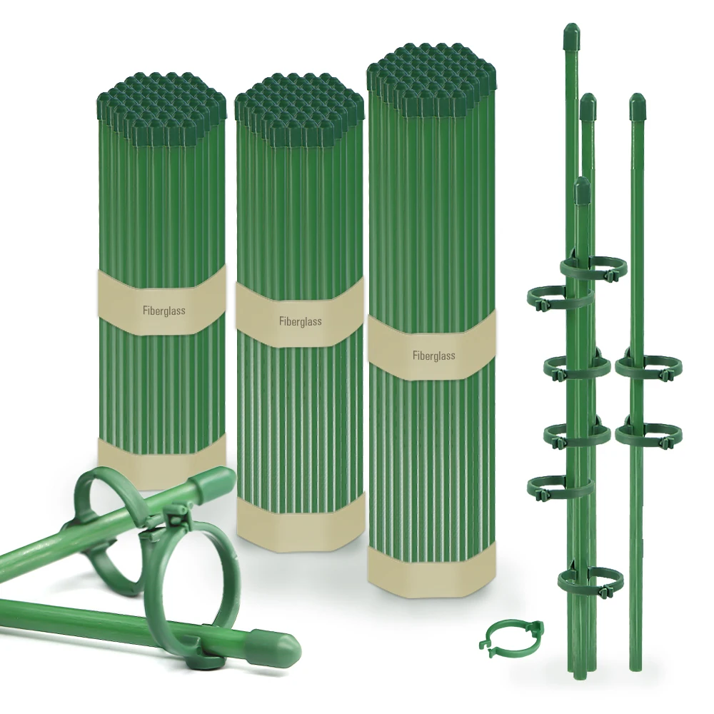 Pflanzenstützpfähle mit Clips, verstellbare Garten-Einzelstangen mit Ringen für Zimmer- und Außenpflanzen, Blumen, Tomaten Image