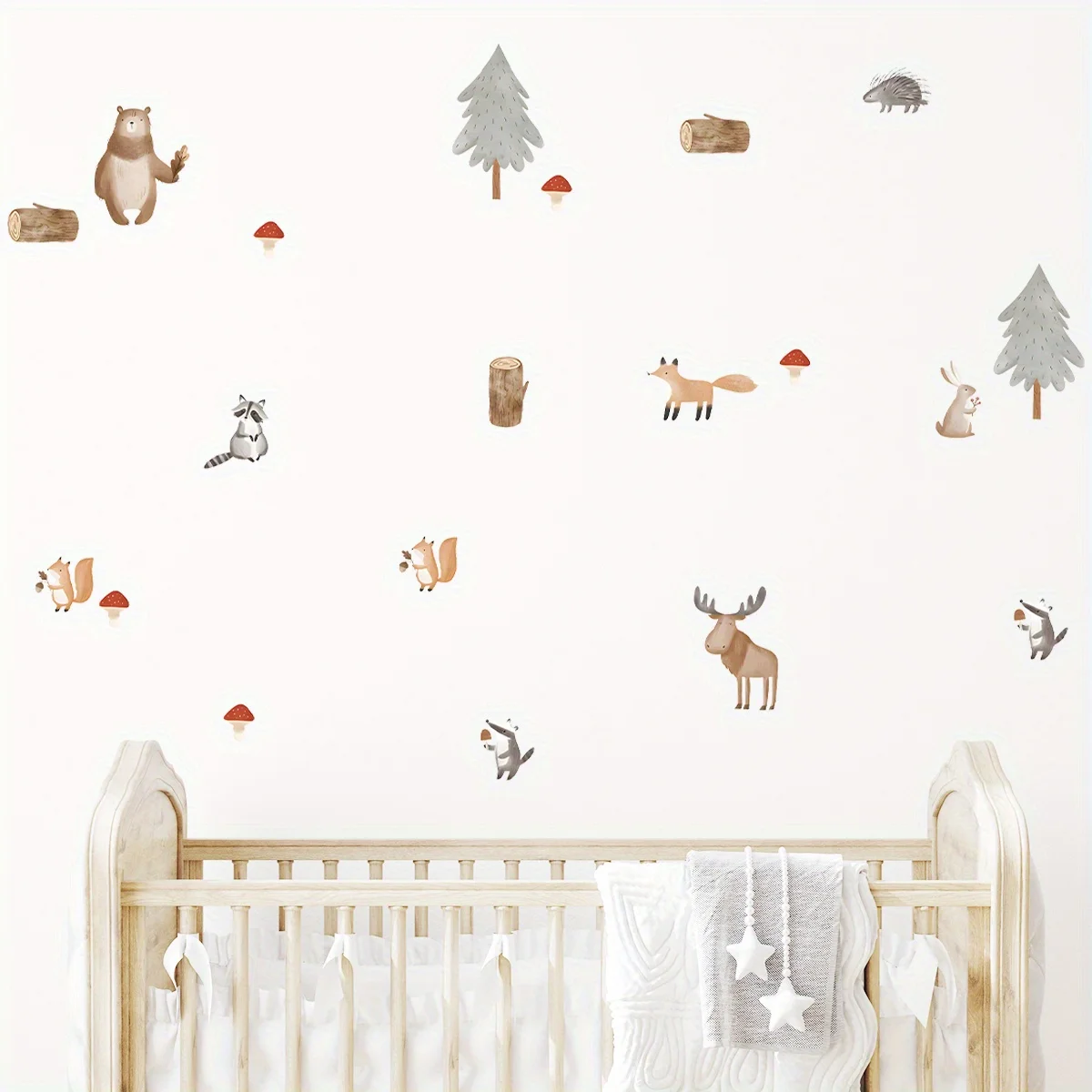 2PCS Cartoon Niedlichen Braunbär Hirsch Fuchs Baum Tier Wandaufkleber für Schlafzimmer Wohnzimmer Kinderzimmer Dekoration Wandtattoos