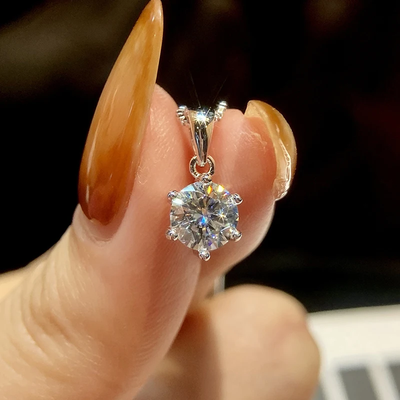 Gra 1-3ct klassische runde zertifizierte Moissan ite Diamant Dating Hochzeit Halskette für Frauen echte 925 Sterling Silber Luxus schmuck Image