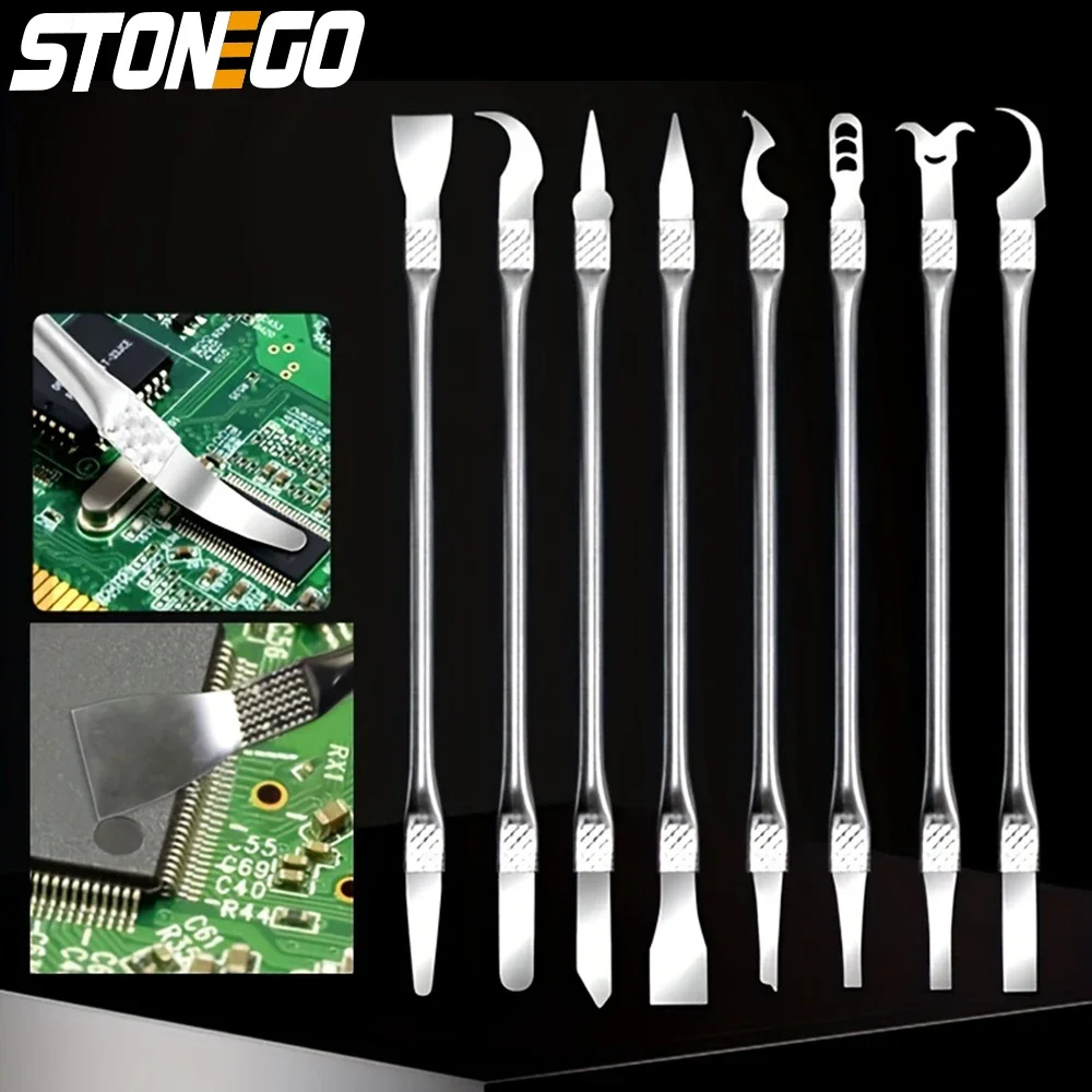 STONEGO 8-teiliges Telefon-Reparatur-Werkzeugset – Präzisions-IC-Chip-CPU-Klinge, langlebiges Messer, UV-Kleberreinigung für die Reparatur von Telefon-Computer Image
