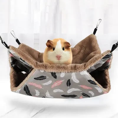 Nette Winter Doppel-schicht Verdicken Kaninchen Eichhörnchen Hamster Hängematte Warme Käfig Haus Image