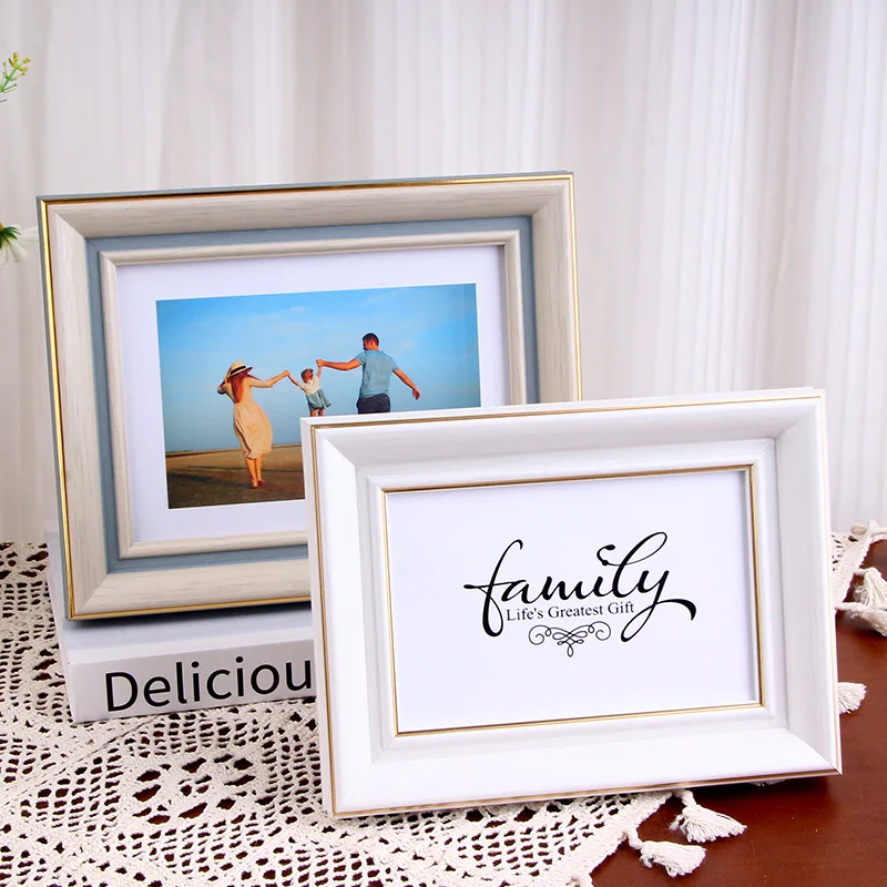 Nordic Ins Stil Minimalistischen Foto Bilderrahmen Desktop Display Wandbehang 6/7/8/10/Zoll A4 Familie Foto Dekoration Log Farbe Image