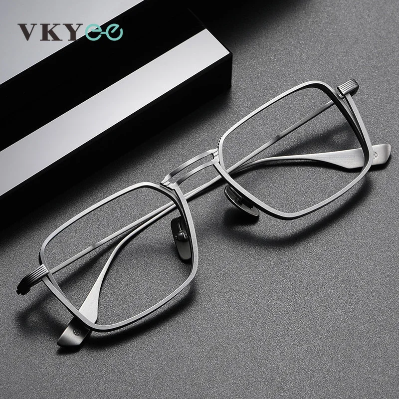 Vicky ultraleichte reine Titan rahmen Business Retro Square Herren Lesebrille Anti-Blaulicht maßge schneiderte Myopie dtx125 Image