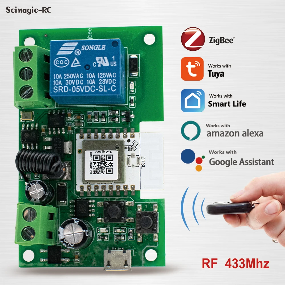 ZIGBEE 3,0 Smart Garage Türöffner AC DC7-32V 85-250V Tuya Smartlife Fernbedienung Drahtlose Schalter Relais für Alexa Google Hause Image