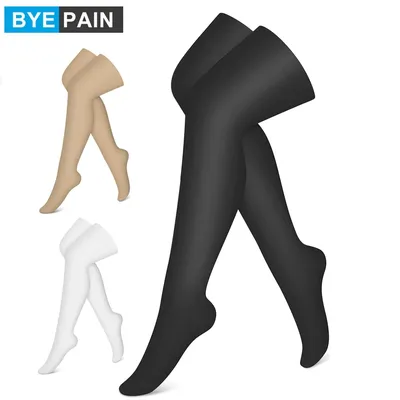 1Pair 20-30 mmHg Compression Stockings for Women & Men, Thigh High Socks Graduated Support for