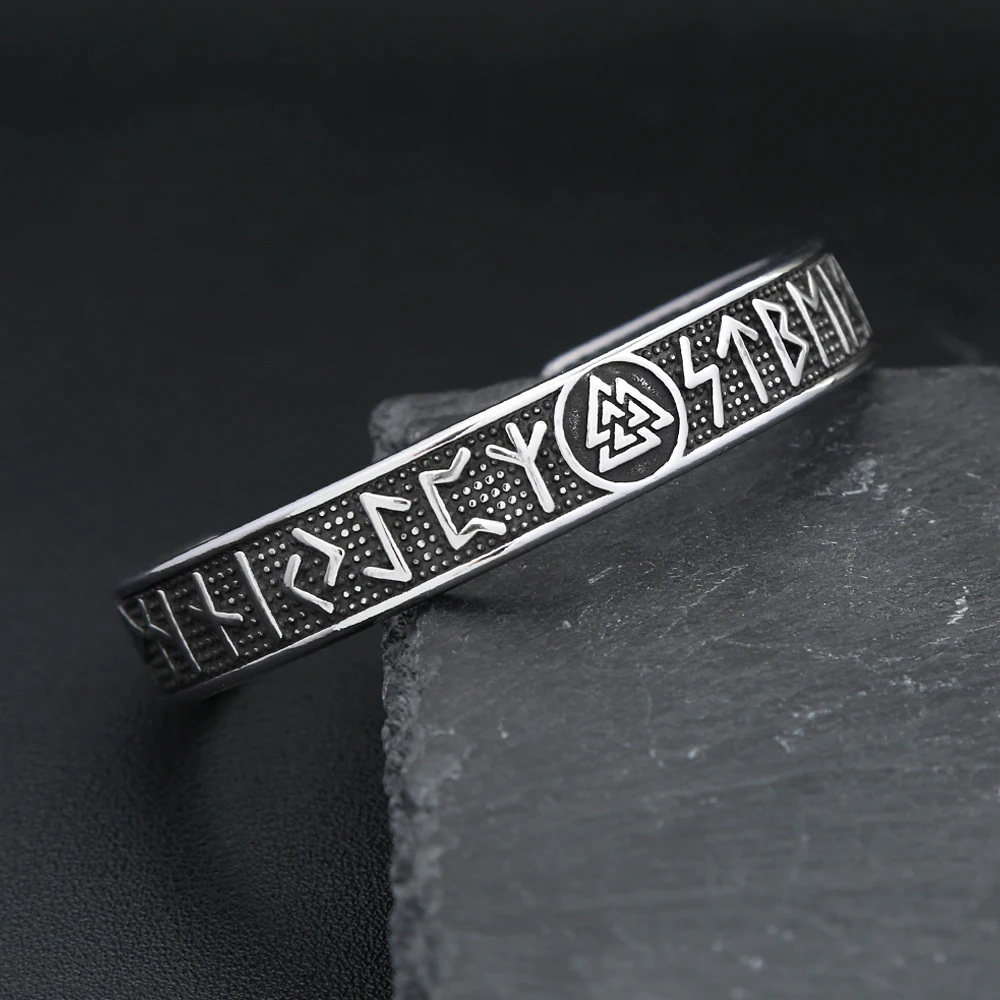 Vintage Edelstahl Viking Valknut Armbänder Für Männer Nordic Keltische Runen Manschette Armreifen Mode Amulett Schmuck Geschenke Großhandel Image