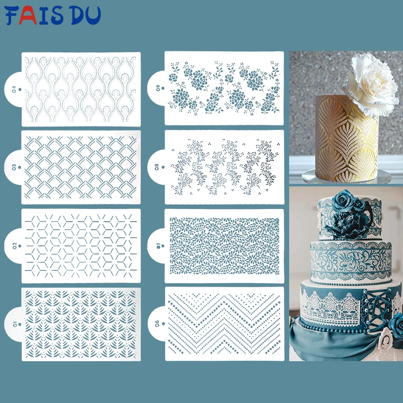 Fondant Schablonen Prägung Kunststoff Hochzeits torte dekorative Rand Form Backwerk zeug für Cupcake Spray Kuchen Malerei Schablonen Image