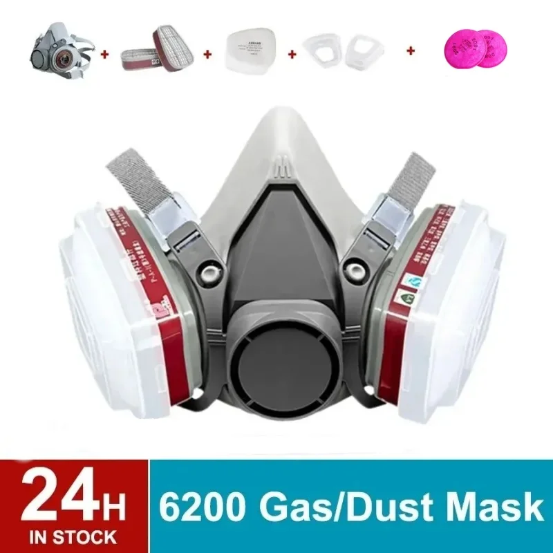 6200 Atemschutzmasken-Set, Fahrzeugmalerei, Sprühkartusche, Box 6001, organische Säure, Dämpfe, 5N11 Filter, staubdicht, Bergbau ﻿ Image