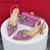 Spot Waren neuesten Ins Stil rosa Farbe elegante High Heels Nigeria beliebtes Design afrikanische Damen Schuhe und Tasche Set