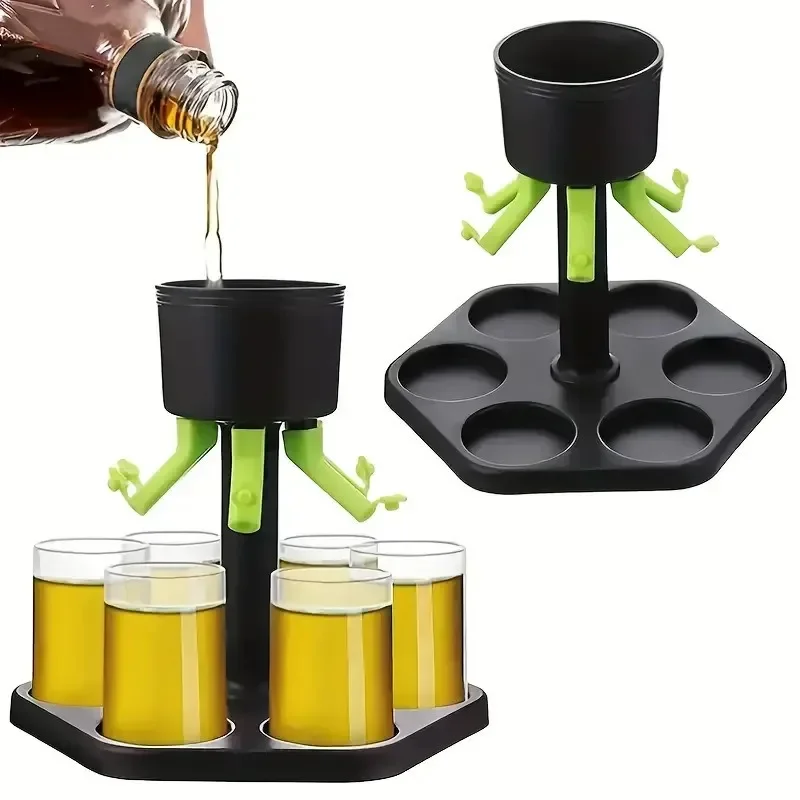 1 Satz Schnaps spender 6 Schuss automatisches Glas Wein Whisky Biersp ender halter trinken Home Party Bar Wein abscheider Gläser Image
