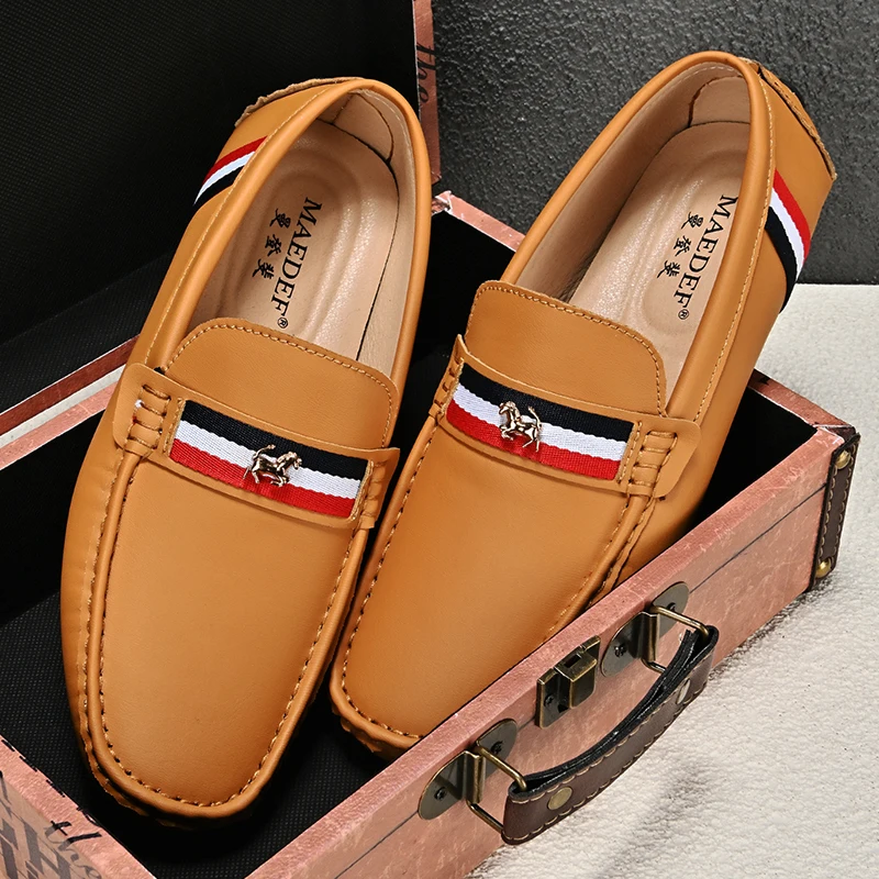 Maedef 2024 neue Leder Freizeit schuhe Mode Spring Loafer hochwertige Herren Slipper rutsch fest für Männer bequeme Fahr schuhe