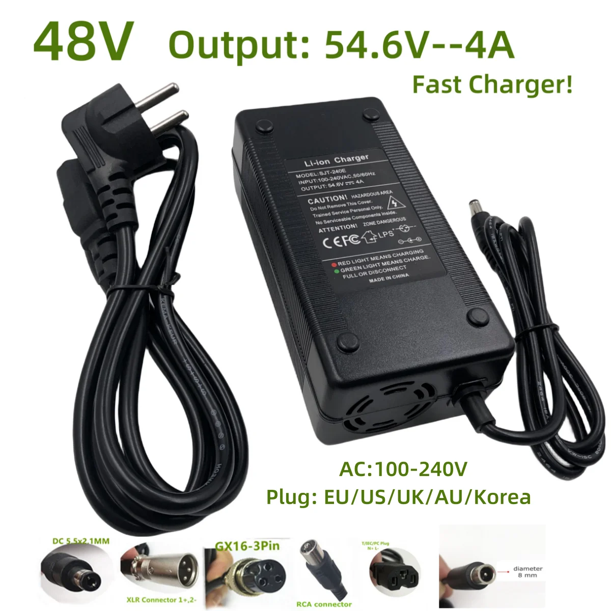 48V Schnell ladegerät Ausgang 2. 7 v4a Li-Ionen-Ladegerät für 13s 48V Li-Ionen-Pack Kugoo G1 Ladegerät DC,GX16,XLR Image