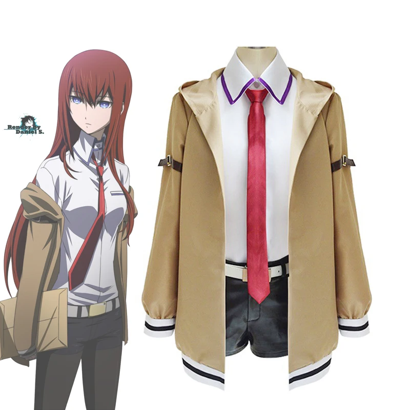 Anime Steins Gate Makise Kurisu Uniform Anzug Cosplay Kostüm Christina Windjacke Jacke Hemd Shorts Frau Halloween Kostüm Image