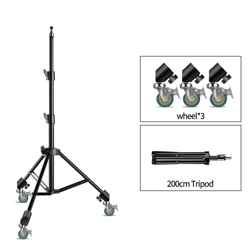 SH Verstellbares Stativ 190cm Telefon-Lichtstativ mit 1/4-Zoll-Schraube und Rollen für Fotostudio-Blitzgeräte und Softboxen Image