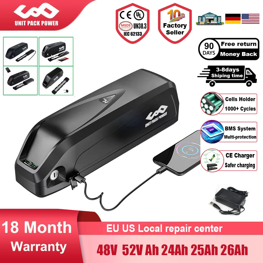 EBike-Akku 21700 Hailong Polly 36 V 52 V 48 V 20 Ah 25 Ah für Bafang Elektrofahrrad 1500 W 1000 W 750 W 500 W 350 W 250 W Image