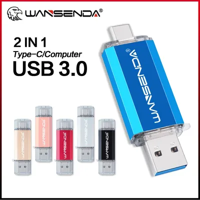 Wansenda USB 3.0 & Typ-C Dual Pen Drive 16 GB 32 GB 64 GB 128 GB 256 GB 512 GB 2-in-1 USB-Flash-Laufwerk für Typ-C Android/PC/Mac