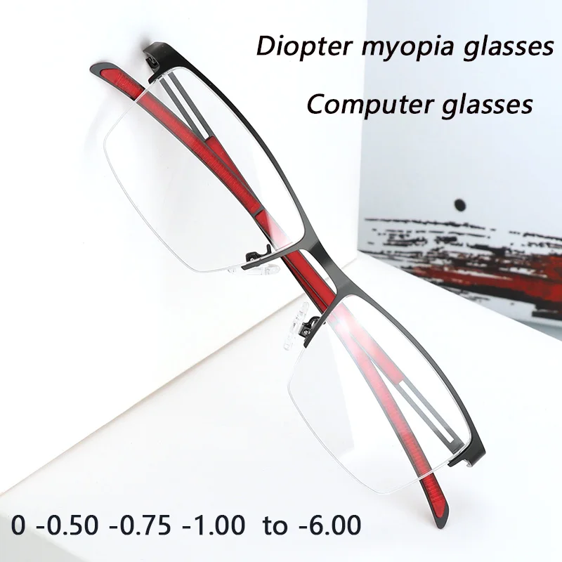 Dioptrien 0 bis -6,0 Fertige Myopie-Brille für Männer und Frauen, Anti-Blaulicht-Myopie-Brille, kurzsichtige optische Brillengestelle für Damen Image