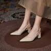 Größe 30-44 mittlerer Absatz zurück leer große Block absatz Damenschuhe Sommerschuhe Sling backs