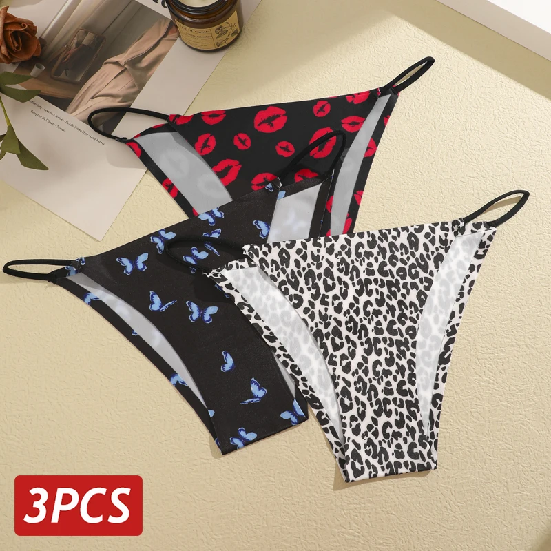 3 teile/satz Frauen Leopard Höschen nahtlose Seide Slips sexy Low Rise Schmetterlinge Druck muster Unterwäsche weibliche Dessous XS-XL Image