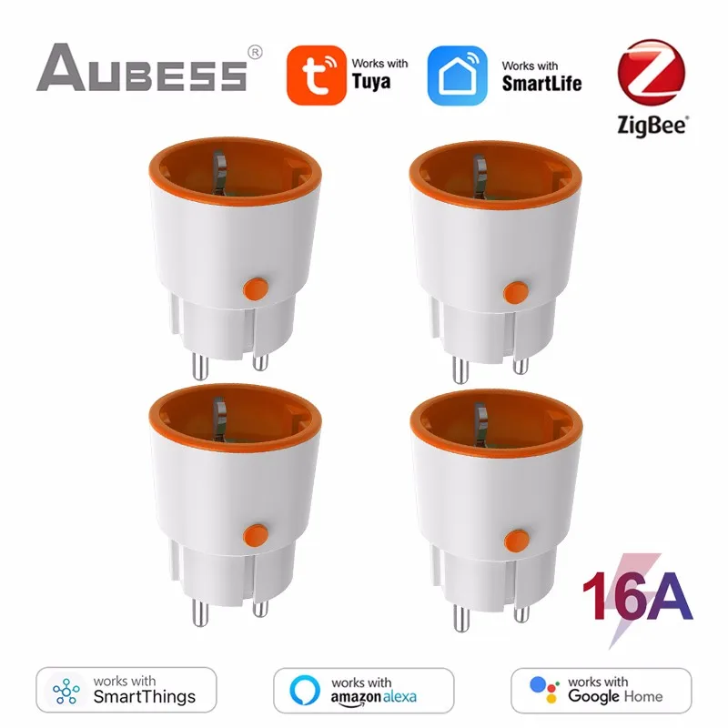 Tuya ZigBee 3,0 Smart Power Stecker EU 16A Smart Steckdose Energie Monitor Outlet Drahtlose Stimme Fernbedienung Alexa Google Hause Image