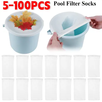 100-5 Stück Pool Skimmer Socken elastische Nylon Mesh Schwimmbad Filter Socken Korb Skimmer Pool Filter Trümmer Blätter Lagerung Socken