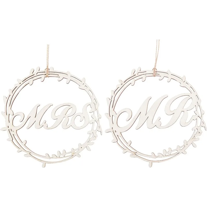 1 Satz Mr. Mrs Stuhl-Dekorschild aus Holz Mr. und Mrs. Stuhlschild für Hochzeit, Verlobung, Party, Hochzeit, Stuhl-Dekorationsschild, Braut und Bräutigam Image