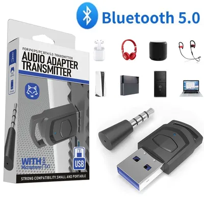 Drahtloser Game-Audio-Kopfhörer-Adapter-Empfänger für PS5, PS4, Spielekonsole, PC-Headset, 2-in-1-USB-Bluetooth 5.0-Audiosender Image