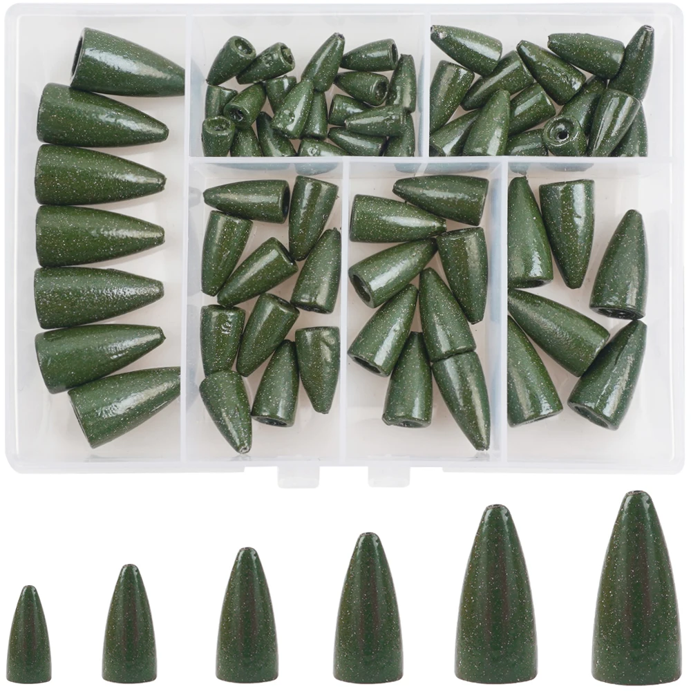 65-teiliges Angelgewichte-Sinker-Set, Kugel-Angel-Sinker, Wurmgewichte, Slip-Sinker für Barschangeln, Texas Rigs Carolina Rigs Image