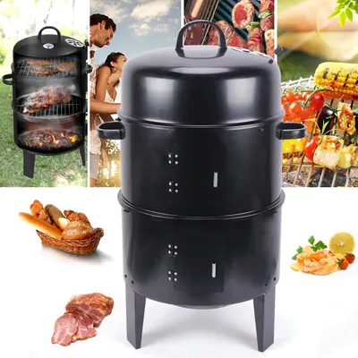 LOYALHEARTDY Barbecue Grills Holzkohle BBQ Grill Barbecue Smoker Grill 3 in 1 Runde Camping Feuerstelle Tragbarer Barbecue Grill