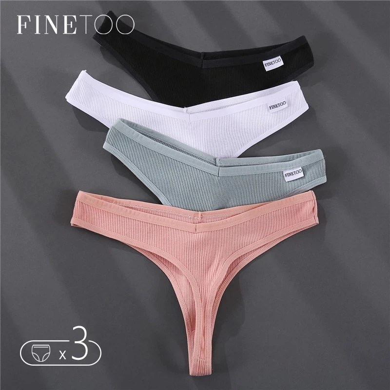 Finetoo 3 teile/satz Frauen Tangas weiche Baumwolle G-String Höschen sexy V Taille Unterhose weibliche Unterwäsche M-XL Mädchen Tanga Bikini Höschen